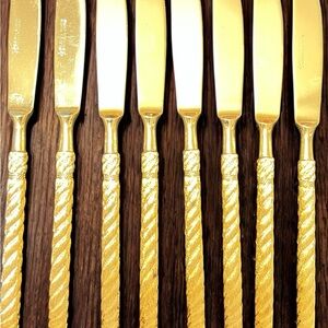 Stanley Roberts Golden Straita Twisted Flatware Serving Pieces